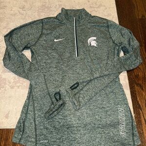 Nike Women's Green MSU Spartans Quarter-Zip Sweatshirt- Dri-Fit